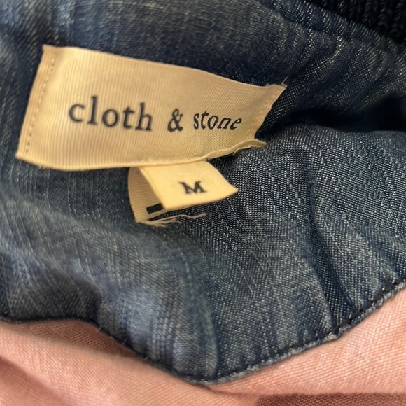 RELISTED Anthropology Cloth & Stone Bomber Jacket Quilted Chambray Braided - Picture 11 of 15